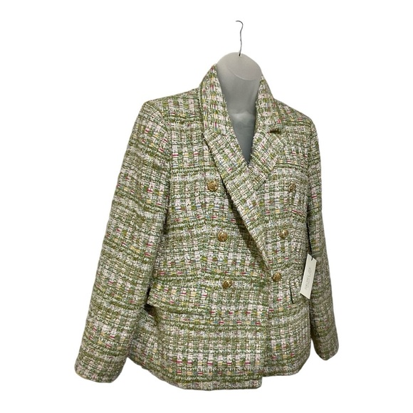 NWT $198 RACHEL ZOE Tweed Fringe Metallic Double Breasted Tweed Blazer Size Med - Picture 6 of 8